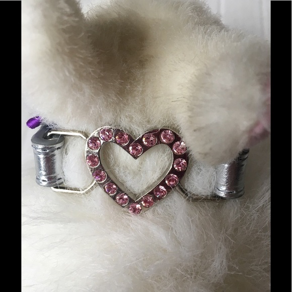 Collar Silver w/Pink Rhinestone Heart XS, S, M - Picture 1 of 4